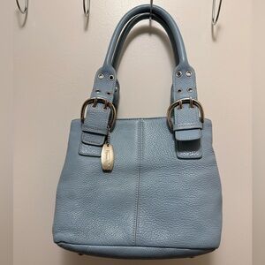 Tignanello Baby Blue Shoulder Bag with Silver Accents